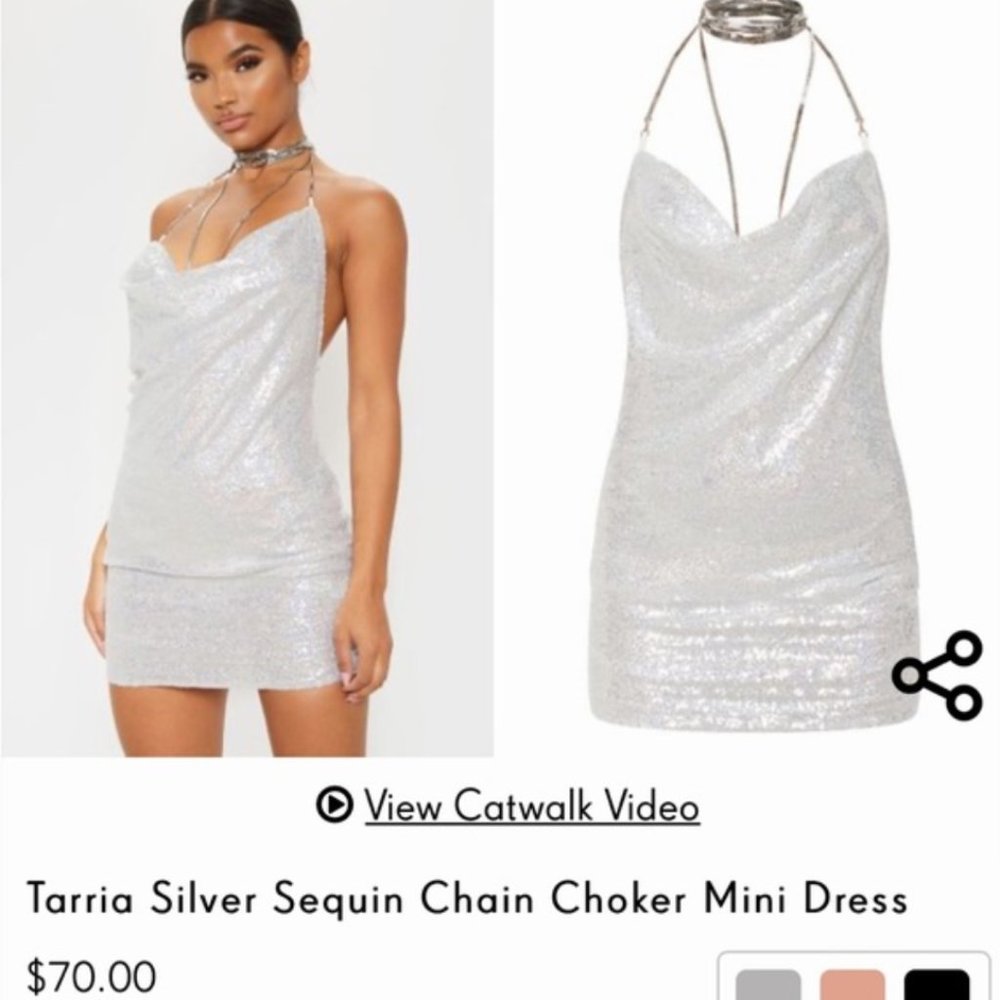 PrettyLittleThing Silver Sequin Dress